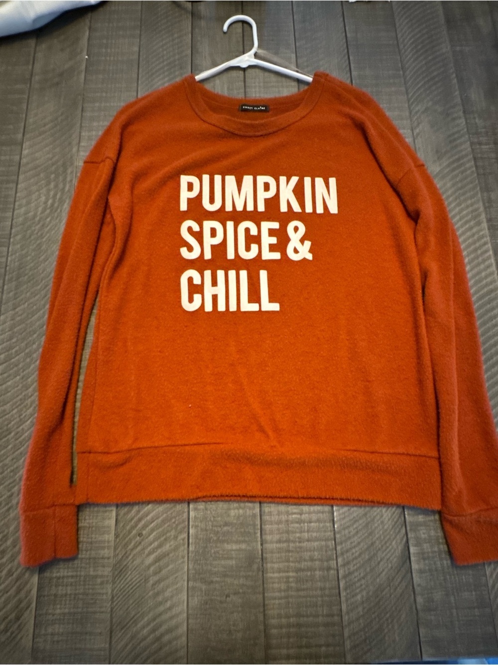 Sweet Claire Rust Orange Pumpkin Spice & Chill Crewneck Sweatshirt